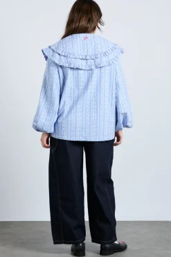 lois double collar blouse - blue