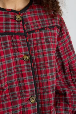 macy quilted jacket - red check