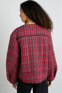 macy quilted jacket - red check