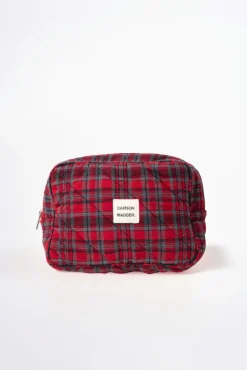 make up bag - red check