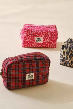 make up bag - red check