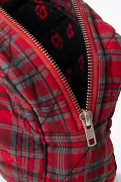 make up bag - red check