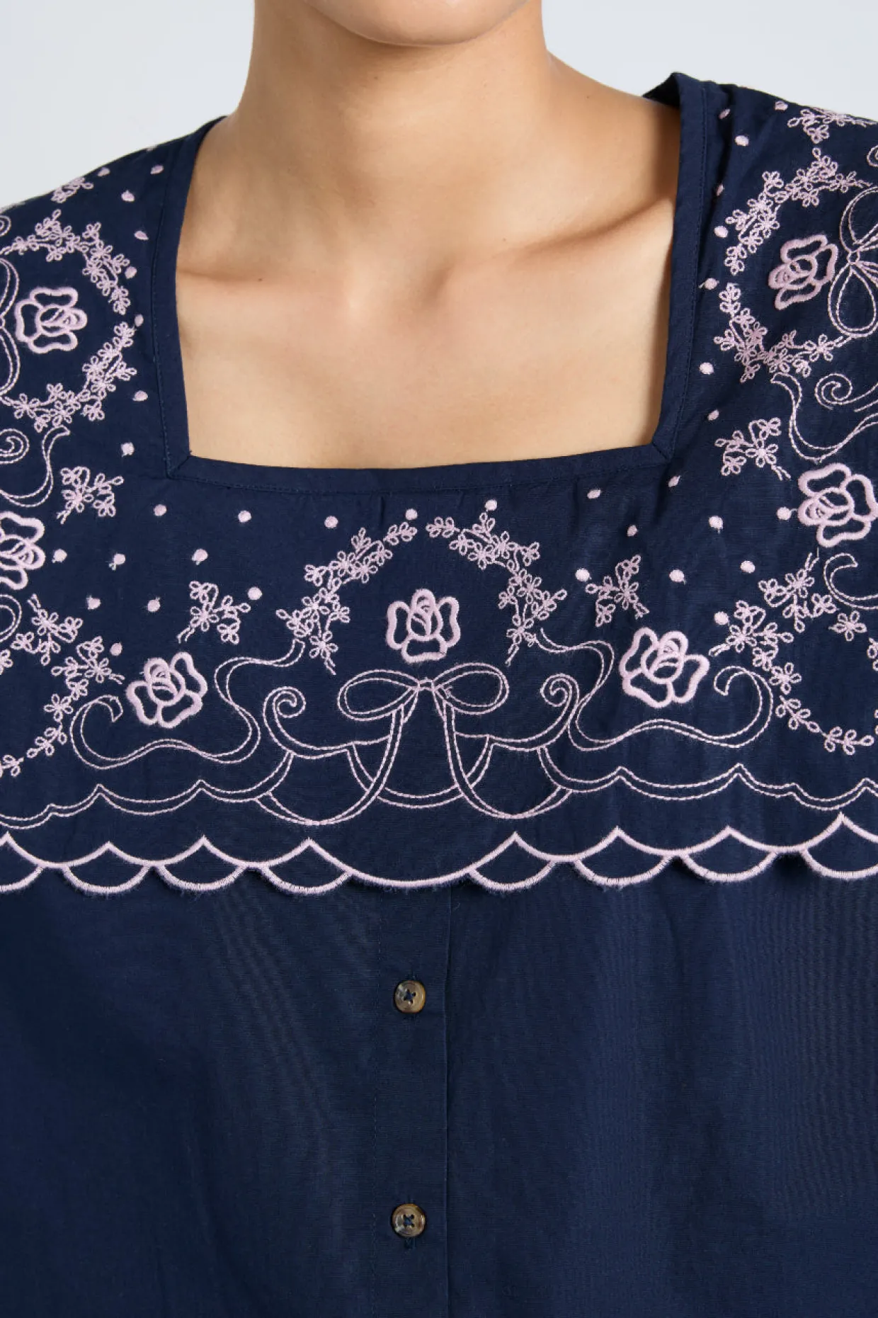 mala embroidered mini dress- navy