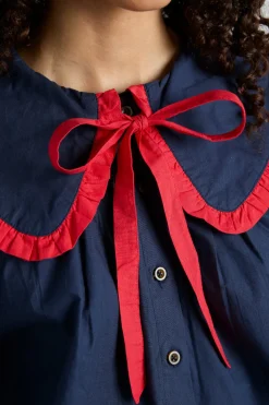 maria pj set- navy/red