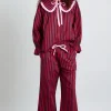 maria pj set- red/navy stripe