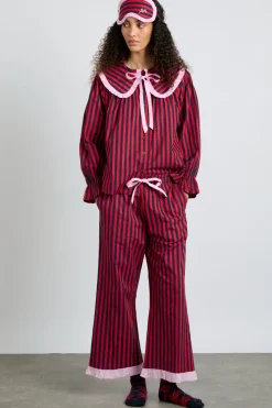 maria pj set- red/navy stripe