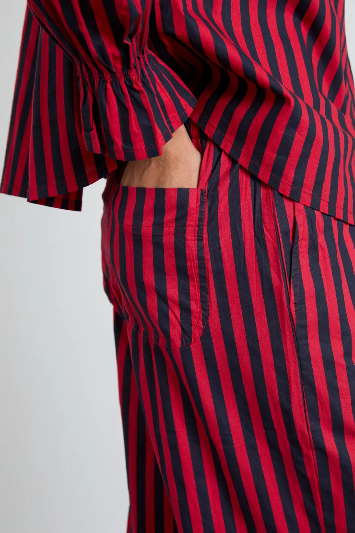 maria pj set- red/navy stripe