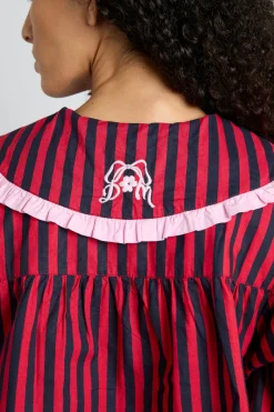 maria pj set- red/navy stripe