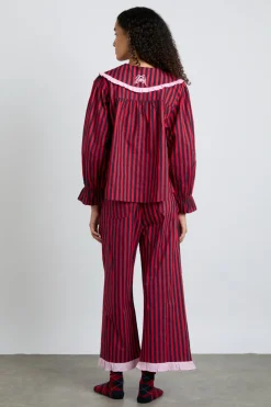 maria pj set- red/navy stripe
