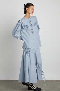 marine channel midi skirt - blue stripe