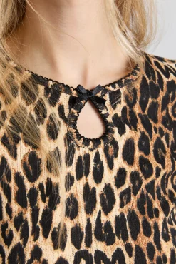 marnie short sleeve pointelle tee - leopard