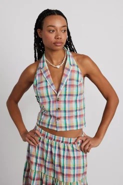 maya waistcoat - picnic check