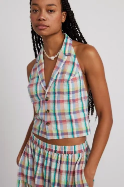 maya waistcoat - picnic check