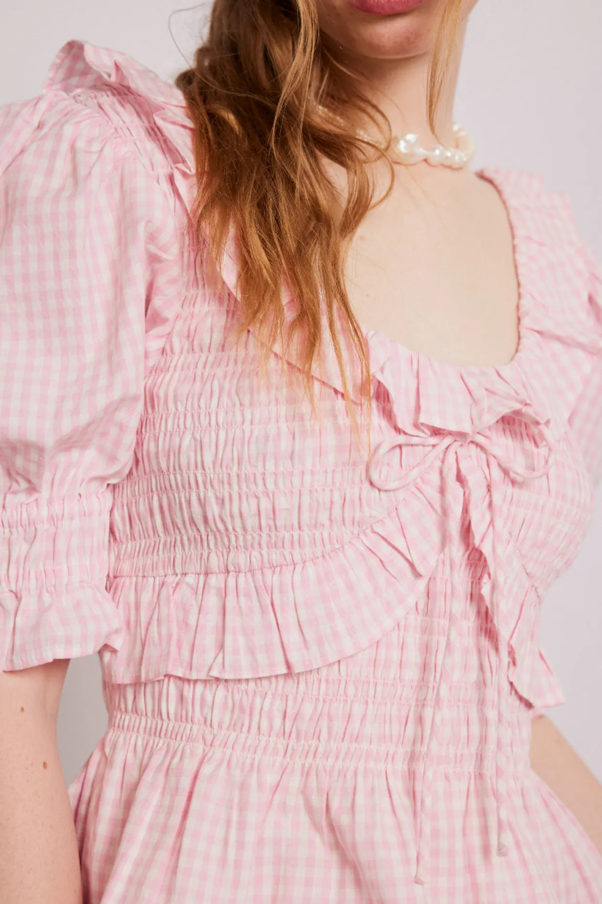 meghan blouse - pink gingham