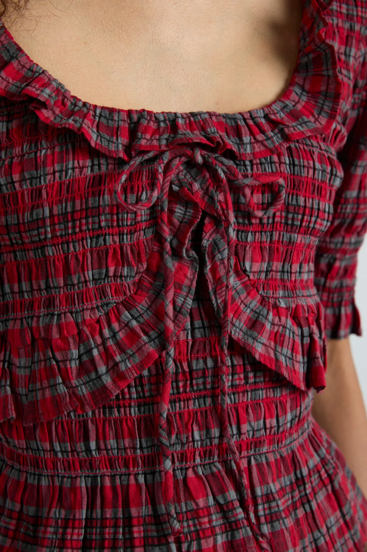meghan blouse - red check