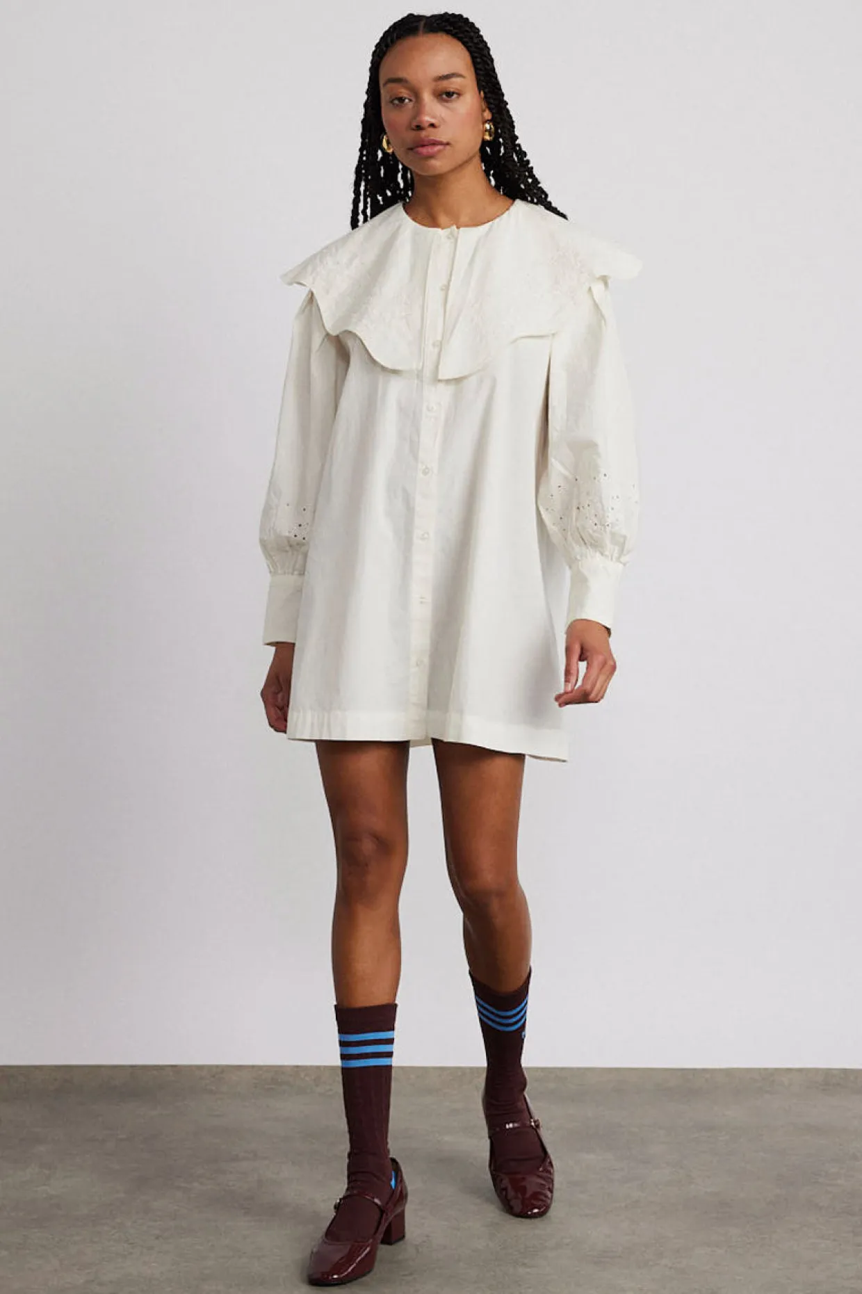 mimi mini dress - off white broderie