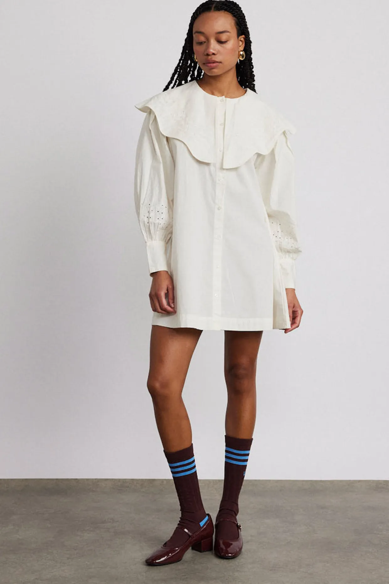 mimi mini dress - off white broderie