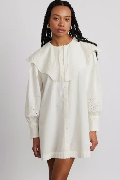 mimi mini dress - off white broderie