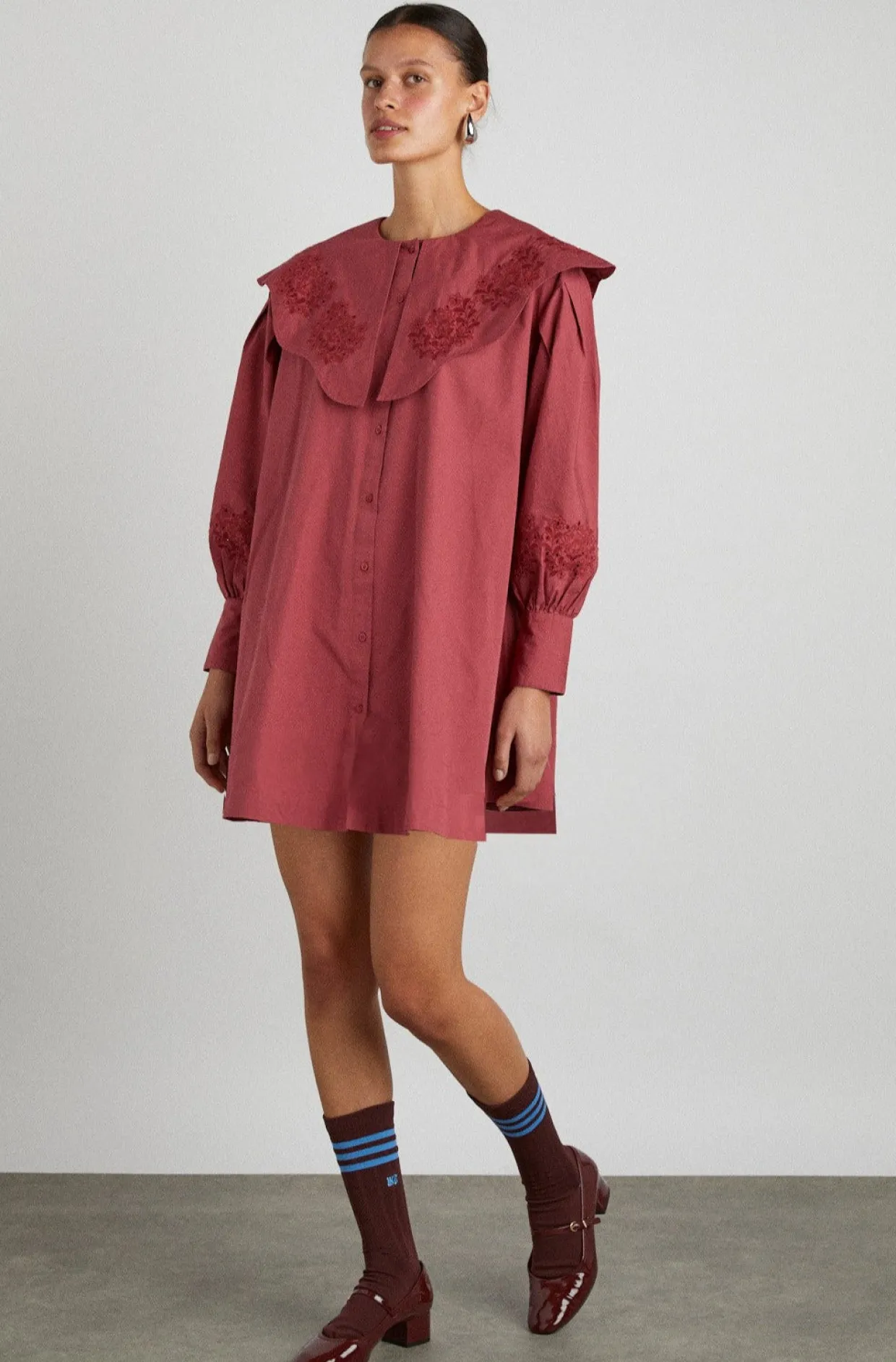 mimi mini dress - plum broderie
