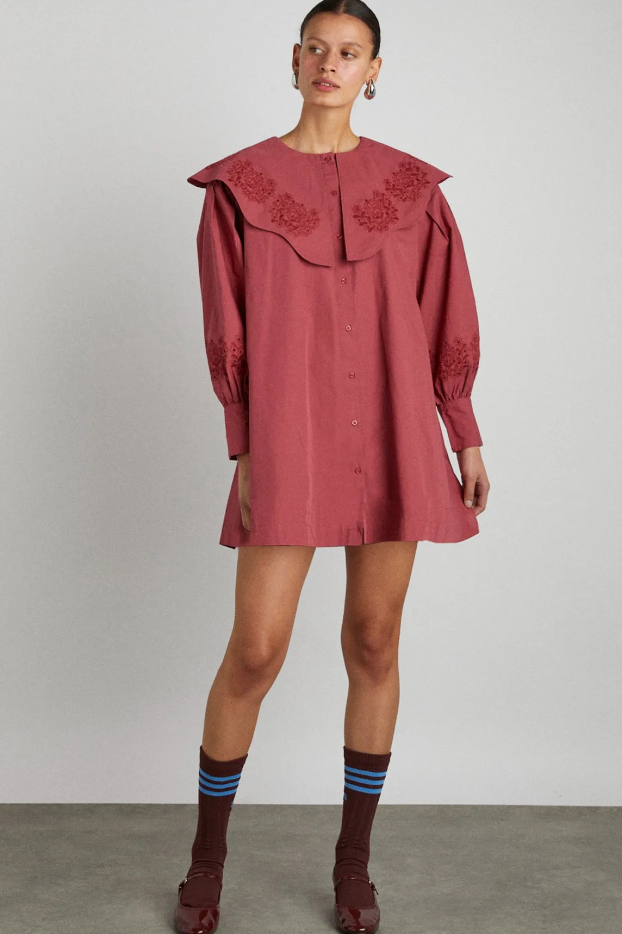 mimi mini dress - plum broderie