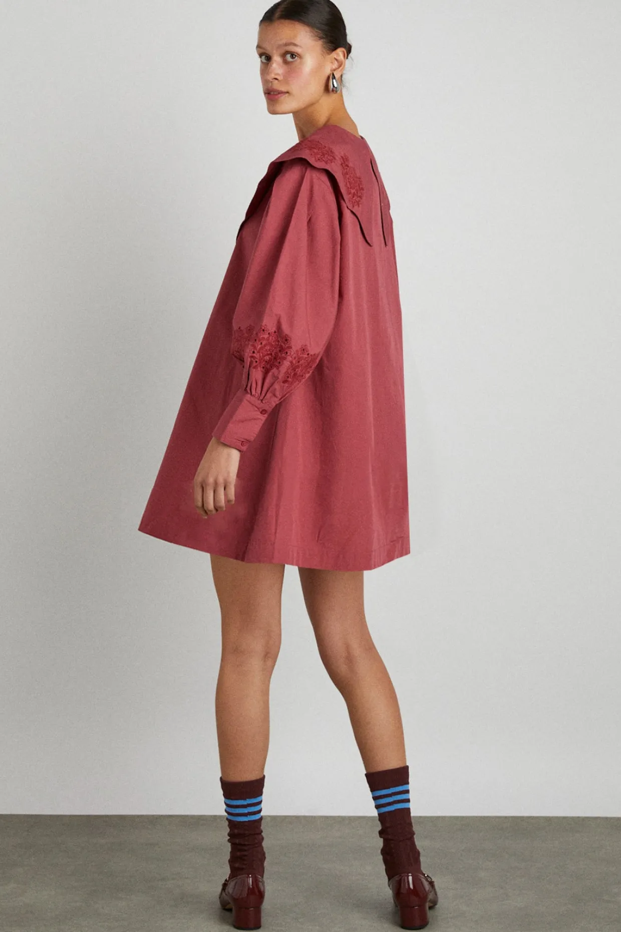 mimi mini dress - plum broderie