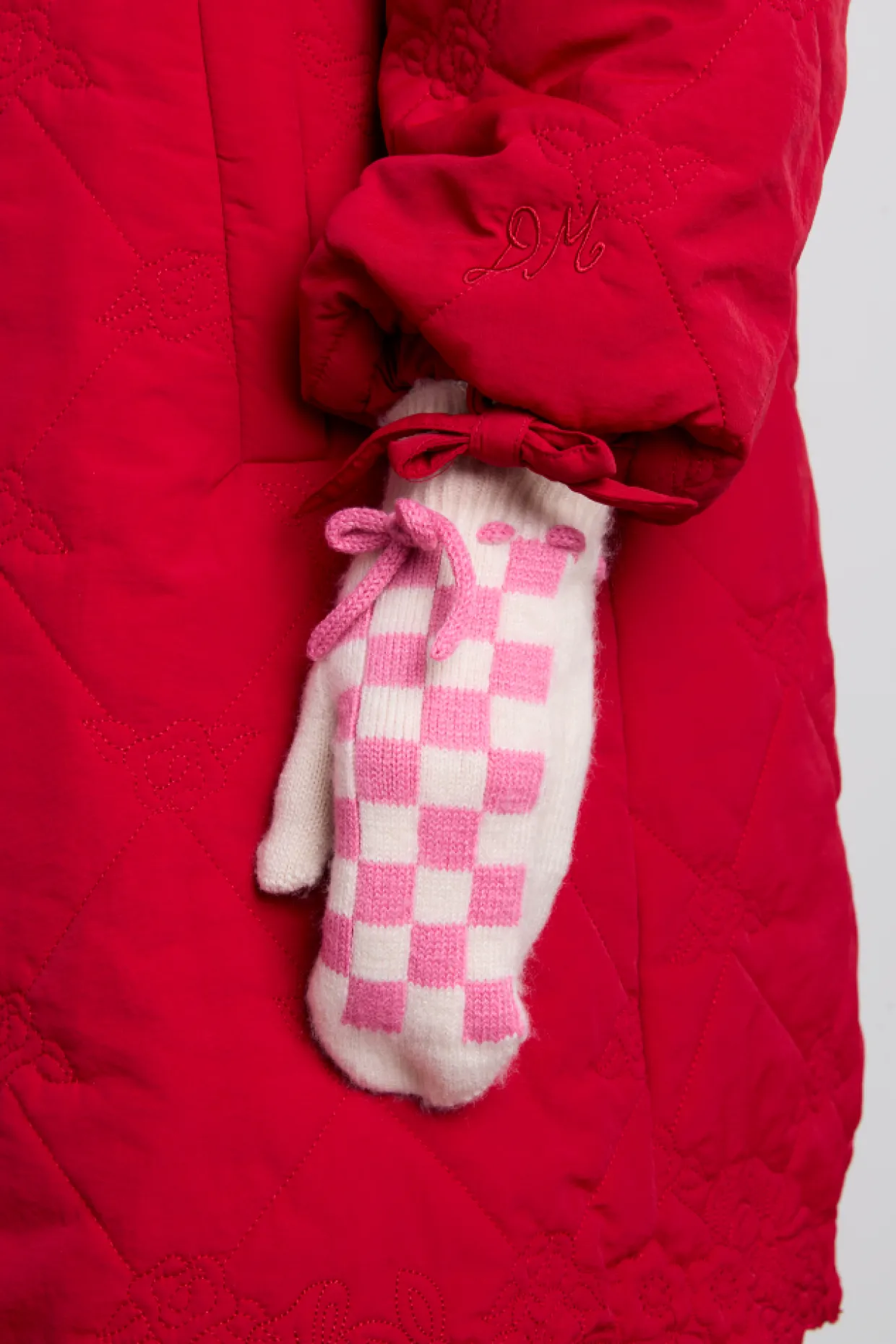 mittens in fluffy gingham