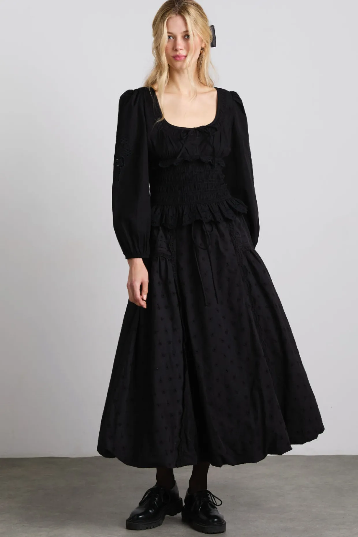 nola embroidered blouse - black