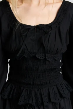 nola embroidered blouse - black