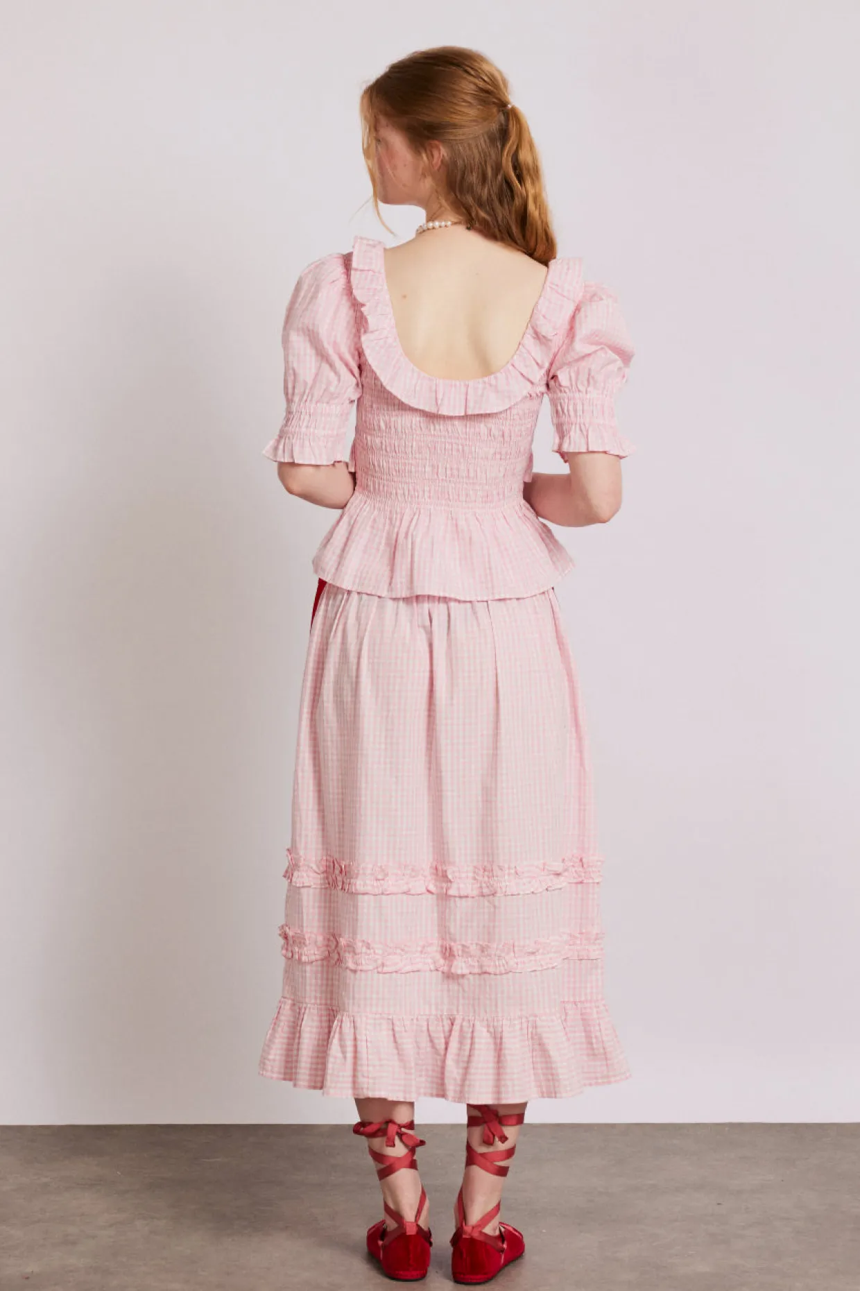 olivia ruffle skirt - pink gingham
