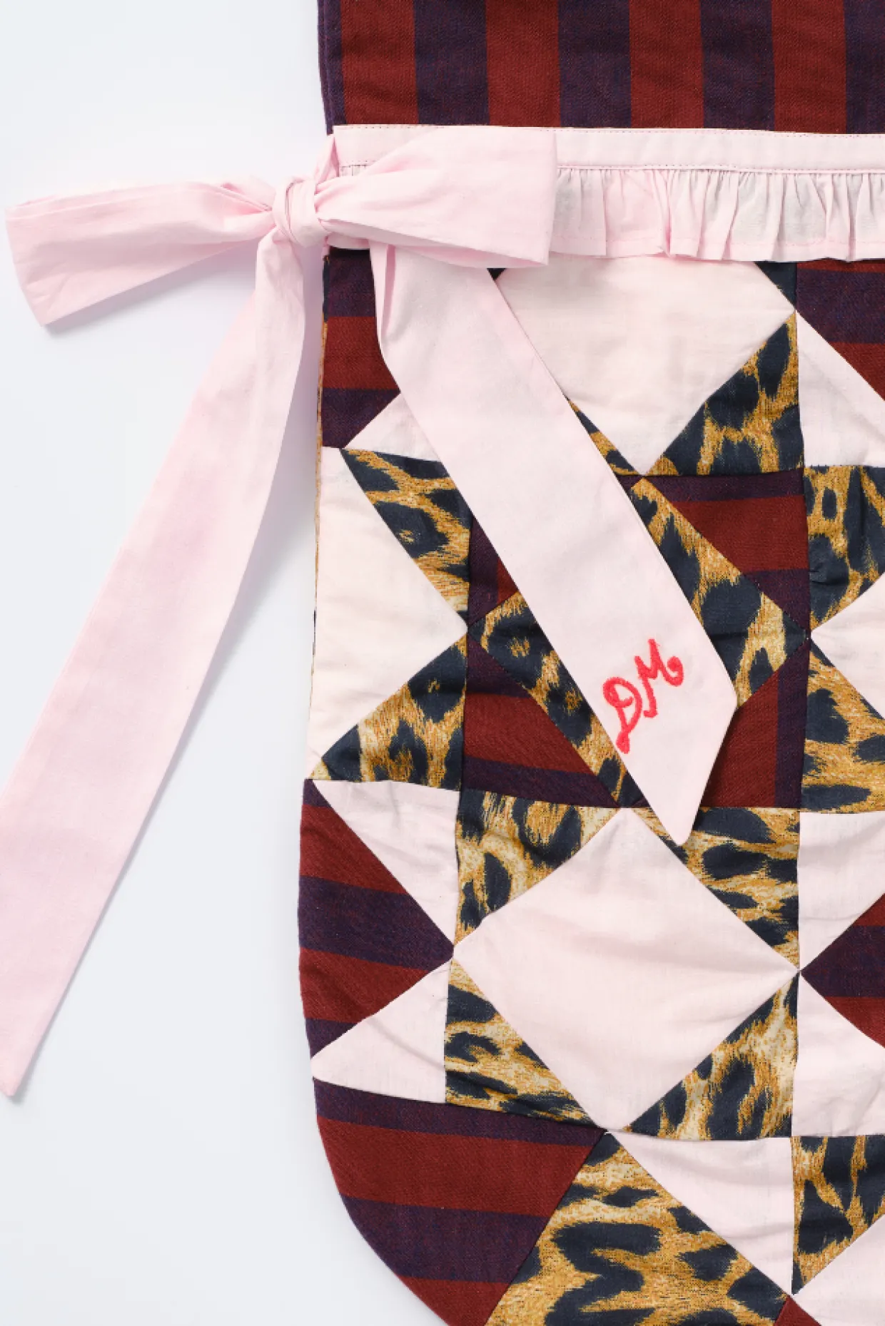 patchwork bow christmas stocking - pink, leopard u0026 stripe