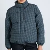 pearl check puffer - navy gingham