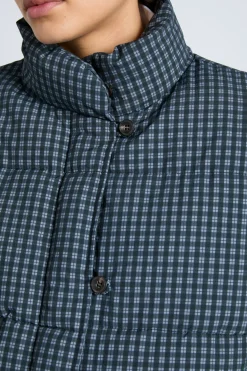 pearl check puffer - navy gingham