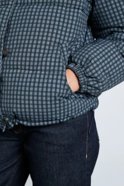 pearl check puffer - navy gingham