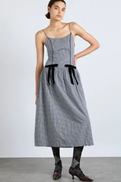persephone midi dress - black gingham