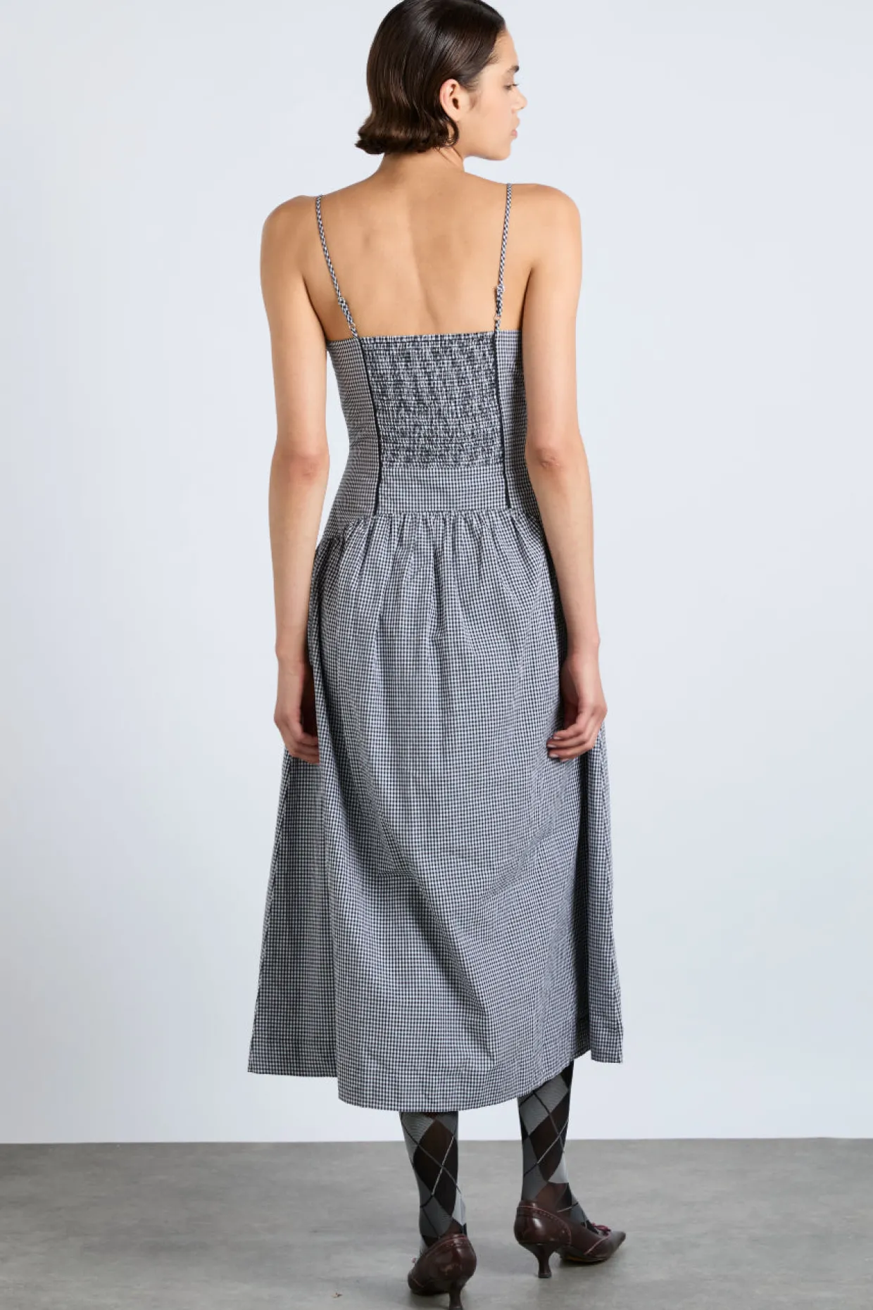 persephone midi dress - black gingham