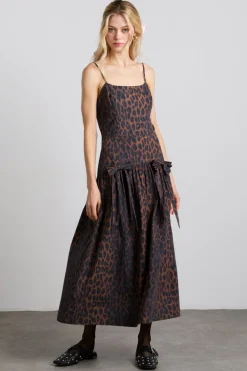 persephone midi dress - dark leopard