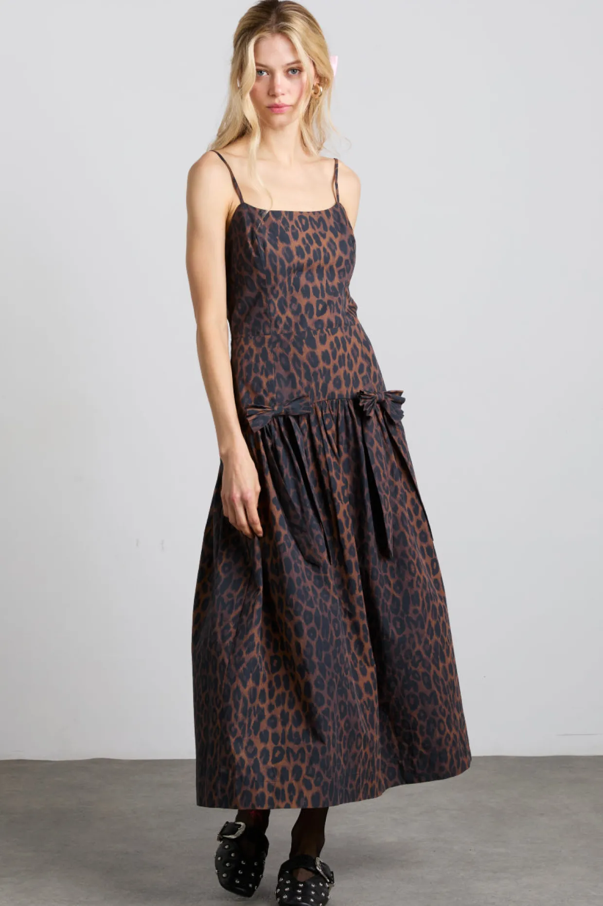 persephone midi dress - dark leopard
