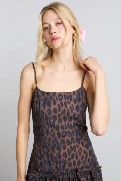 persephone midi dress - dark leopard