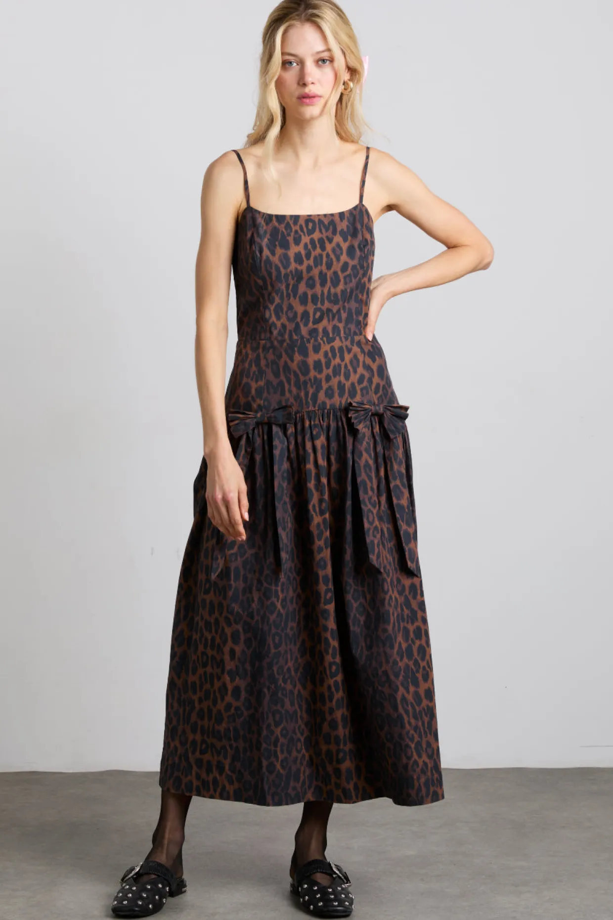 persephone midi dress - dark leopard