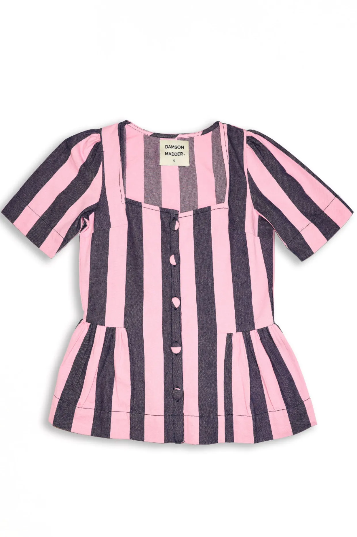 philly peplum blouse - pink blue stripe