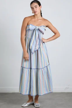 pia midi dress - pastel stripe