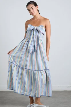 pia midi dress - pastel stripe