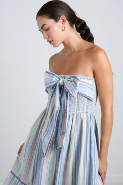 pia midi dress - pastel stripe
