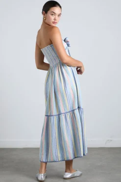 pia midi dress - pastel stripe