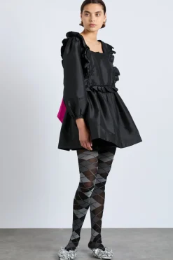 piarra mini smock dress - black with pink bows