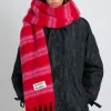 pink u0026 red fluffy stripe scarf