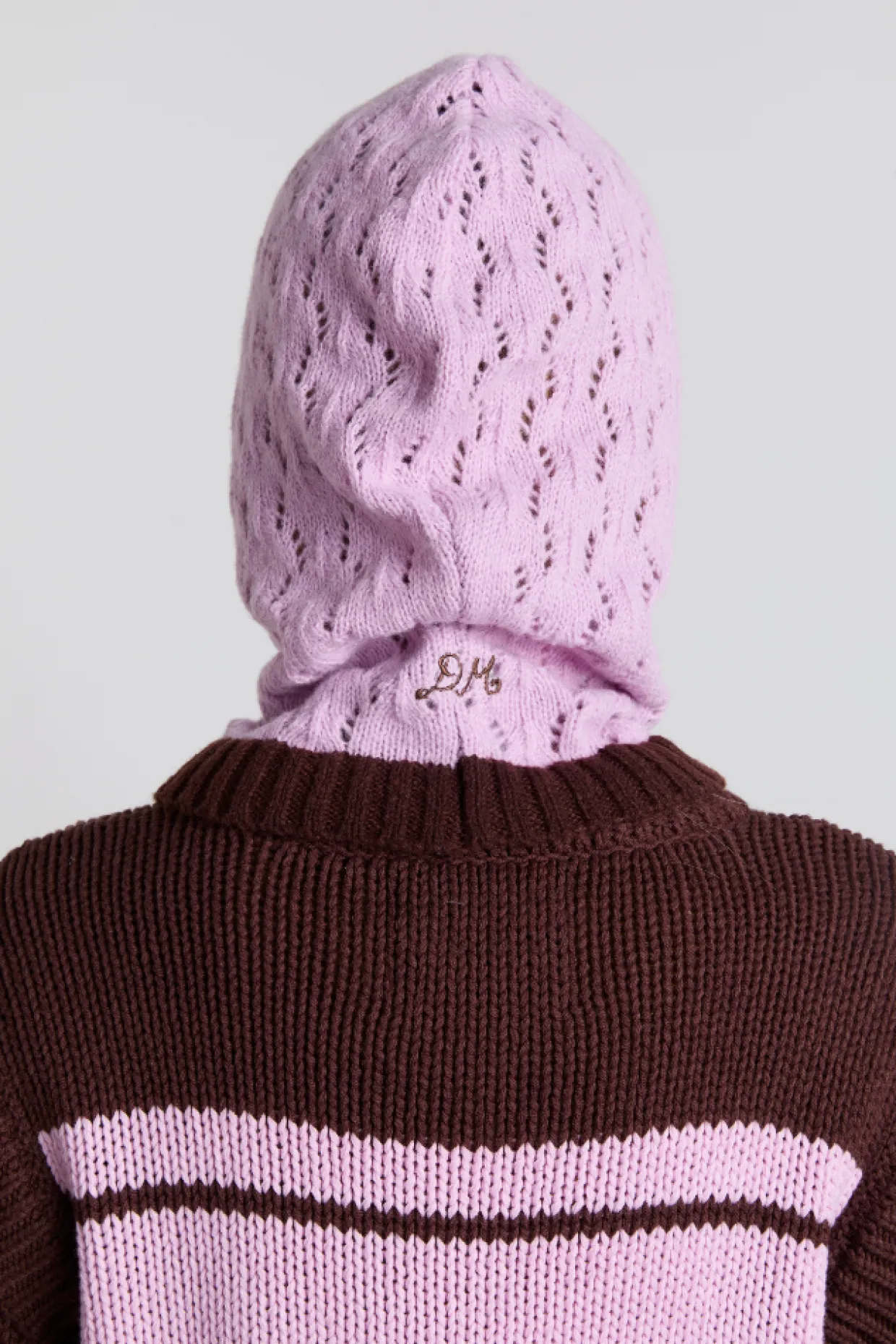 pointelle hood in pink u0026 choc