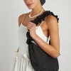 quilted ruched kidney bag - black