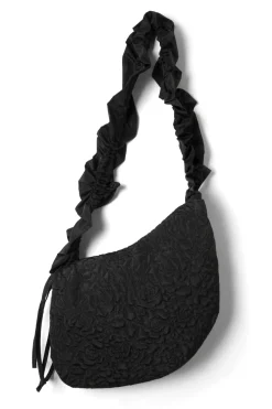 quilted ruched kidney bag - black