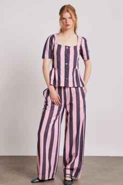 rafe pants - pink navy stripe